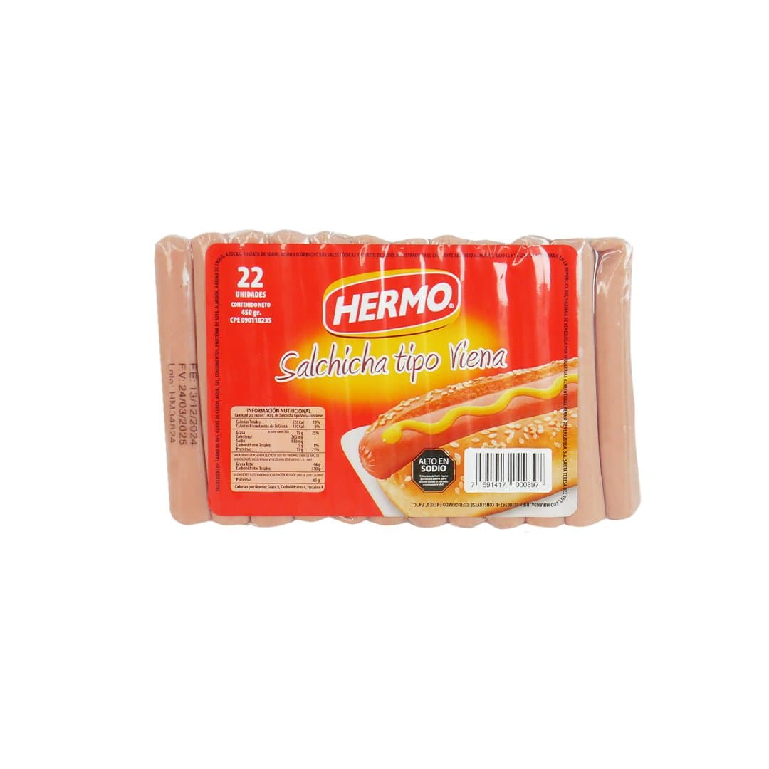 SALCHICHA TIPO VIENA HERMO 450GR foto