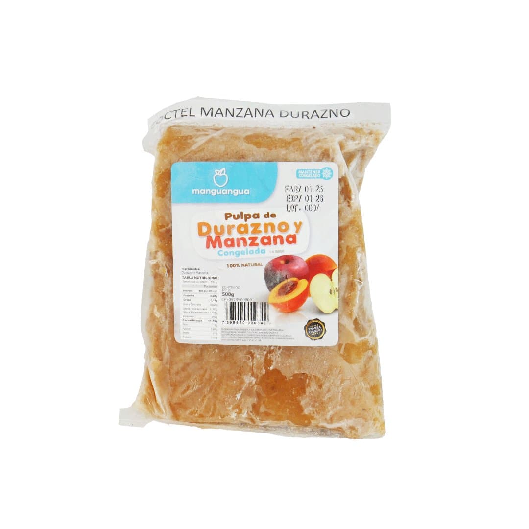 PULPA DE DURAZNO Y MANZANA MANGUANGUA 500GR foto